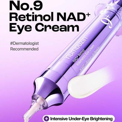 numbuzin - No.9 NAD+ Retinol Volumetox Eye Cream 10ML Krem pod oczy przeciwstarzeniowy koreańska pielęgnacja skóry krem pod oczy z retinolem krem pod oczy z NAD+ przeciw cieniom pod oczami przeciw opuchliznie peptydy - pielęgnacja okolic oczu