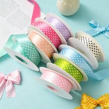 1PC 4yards/2.5cm Wide Printed Polka Dot Polyester Ribbon, DIY Bow Hair Accessory, Suitable For Wedding, Valentine's Day, Christmas And Other Occasions Handmade DIY Decoration (Without Spool) - 4 Yards - View 6
