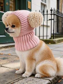 1PC Pet Accessory Hat 2026 New Arrival Small Dog Puppy Cat Cute Simple Versatile Warm Pom Pom Knit Hat - Pink - Pink - View 1