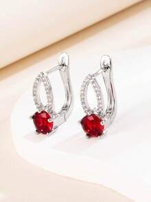 1 Pair Elegant High-End Hollow Teardrop Zirconia Ear Cuffs Hoop Earrings For Women, Multi-Color Versatile For Party, Banquet, Date - Earrings - View 21