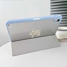 1pc Green & Beige Plaid "Do More Things That Make You Happy" Quote Print Protective Case, With Pen Slot, Multi-Angle Magnetic Stand, Auto Sleep/Wake, Tablet Protective Shell, Compatible With IPad PRO/AIR, Compatible With Samsung, Compatible With Xiaomi Pad 5/6/7, Compatible With Huawei MatePad - Multicolor - View 7