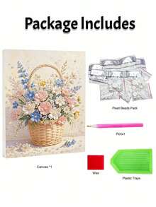 1 Set Of DIY Handmade Pearl Painting, Pearl Flower Pattern Decorative Painting, Comes With Self-Adhesive Pearls And Tools, DIY Handmade Inlaid Pearl Painting, Suitable For Home Decoration, Diamond Painting Kit, Frameless - A - View 5