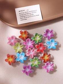 10/30/50pcs Colorful Sand-Textured Plumeria Hair Clips, Small Hair Claw Clips For Fixing Loose Strands, Decorative Cute Casual Versatile Hair Accessories (Random Color) - Multicolor - View 3