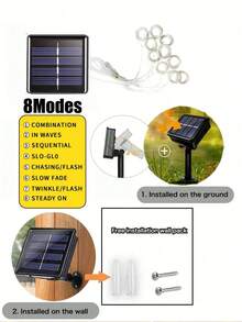 Solar Powered Curtain Lights, Random Window Sticker Gift, Outdoor Garland Lights, 8 Lighting Modes, Waterproof, Solar Fairy String Lights, 300/200/100LED, Garden, Yard, Eaves, Gazebo, Wedding, Camping, Party, Window, Wall, Balcony, Christmas Decoration - Solar Led String Light - View 11