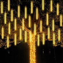 LED Meteor Shower String Lights, Christmas Tree Hanging Water Flow Lights, Starry Sky Atmosphere Decorative Lights, Suitable For Trees, Weddings, Parties And Garden Yard Decoration - USB-powered - View 8