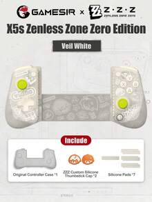 GameSir X5s 無線 Android iOS 手機遊戲控制器，兼容 2 PC 遊戲手柄，霍爾效應搖桿、可切換觸發模式、6 軸陀螺儀、Turbo 功能，絕區零版，面紗白與幻影黑 - ZZZ Edition - 查看 13