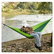 1pc Mosquito Net Hammock, Single/Double Person Universal, 210T Nylon Breathable Camping Swing Hammock, Backyard Leisure, Camping, Outdoor Use - Multicolor - View 9