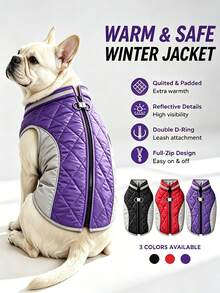 1pc Autumn/Winter Warm Pet Apparel Coat Thickened With Reflective Jacket For Pets Outdoor Windproof Clothes Suitable For Small Medium Dogs - Multicolor - View 8