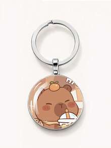 Kingsung Capybara Series Glass Pendant Keychain, Creative Accessory, Simple And Neutral Style. Suitable For Car Key Accessories, Backpack Accessories, And Bag Hooks. The Perfect Gift For Bridesmaids, Groomsmen, And Couples Is An Excellent Holiday Souvenir. - One Size - View 12