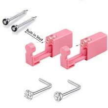 Nose Piercing Kit, 2 Packs Nose Piercing Gun With Built In Nose Ring, Replaceable 2 Pcs Nose Stud,For Self Nose Piercing - Pink - View 28