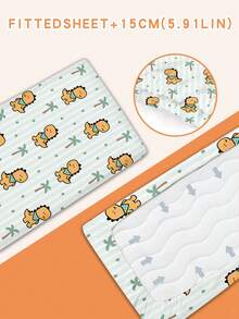 1件淺綠色恐龍兒童房嬰兒床/幼兒床/托兒床床單，高度15cm（無填充），100%聚酯纖維 - 彩色 - 查看 5