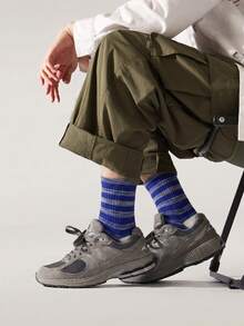 1/5/10 Pairs Ins Retro Colorblock Striped Socks, Outdoor Mountain Print Zebra Pattern Mid-Calf Socks, Unisex Versatile Happy Crazy Socks - Multicolor - View 3