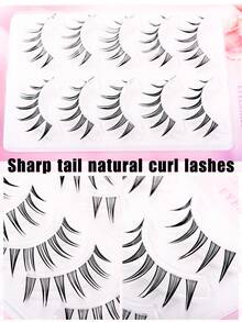 5 Pairs Japanese & Korean Manga Style Pointed Tail False Eyelashes, 7-10mm Mixed Length, Transparent Stem Lightweight Design, Pointed Tail Bundle Effect Naturally Lengthening Eye Corners, Creating Lively Enlarged Eye Effect. Soft And Comfortable Eyelashes, Fitting Eye Shape, DIY Quick Application Without Complex Operation, Easily Saving Makeup Time, Suitable For Beginners, Reusable, Applicable For Daily Commute, Date, Travel And Holiday Party Makeup. - Black - View 8