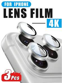 3pcs Camera Lens Protector Film Compatible With Iphone 17 Pro Max, [Anti-Scratch], [Compatible With Phone Case], [Matte Finish], Metal Aluminum Alloy + Tempered Glass, Lens Protector Compatible With Iphone 17 Pro Max - Silver - Silver - View 6