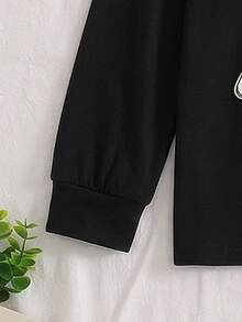 Boys English Alphabet Print Pajama Set, Crew Neck Long‑Sleeve Top & Game Controller Printed Elastic Long Pants, Soft Cozy Sleep Loungewear For Kids - Black - View 5