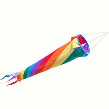 9km 1pc 35.43 Inch Rainbow Rotating Turbine Wind Sock With Ball Bearing Swivel, Suitable For Flagpoles, Kite Tails, Outdoor Use - pelangi - View 5