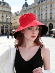 Reversible Black & Purple Wide Brim Bucket Hat For Women, Foldable Windproof Rope Sun Hat, UV Protection Wide Brim Sun Hat For Outdoor, Vacation, Beach, Travel - A - View 3