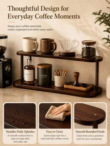 2-Tier Vintage Wooden Desktop Storage Rack, Vertical Shelf, Painted Material, Retro Texture, Durable Wooden Material, Space-Saving Design, Suitable For Coffee Station Cup And Coffee Bean Placement, Kitchen Condiment Bottle Organization, Cosmetic Countertop Organization, Living Room Desktop Accessory Organization, Multi-Functional Room Decor, Bedroom Decor, Shelf, Rack - View 4