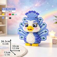 Cute Personalized Blue Animal Series Collection, 1400+ To 2700+ Pcs, Adult Building Block Set, Creative Room Decor, Desktop Ornament, Stress Relief Toy, Halloween Gift, Birthday Gift, Christmas Gift, Graduation Gift, Best Friend Gift, Couple Gift, New Year Gift, Suitable For Everyone - Multicolor - View 1