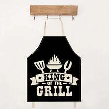 1pc Funny Men's BBQ Print Halter Apron, Sleeveless Protective Apron For Cooking, Grilling, Home Cleaning - Multicolor - View 14