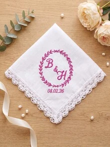 1pc Personalized Bride Wedding Handkerchief, Custom Text Hankerchief, Custom Keepsake Handkerchief For Wedding Bridal Party Gift - Multicolor - View 13