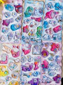 Children's Cartoon Glowing Gem Dynamic Oil-Filled Stickers Shiny Shaking Water-Filled Stickers Glitter Handmade Set - Multicolor - View 2