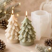 1/2PCS Christmas Tree Candle Mold, 3D Xmas Tree Candle Making Silicone Molds For DIY Scented Candle Plaster Handmade Holiday Decor, Christmas Gifts - Xmas Tree - View 4