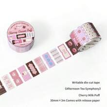 Jilu Xin's Lovers Afternoon Tea Movement Series Writable Tape, Minimalist Salt-Style Plaid Planner Background Sticker - A - View 15
