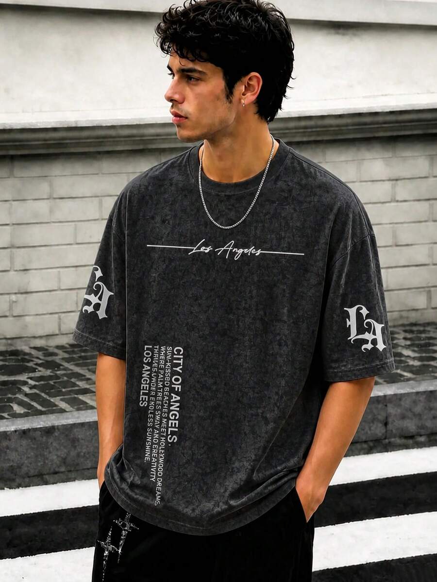 Zrgoth Men's Casual Versatile Simple Printed Element Short Sleeve T-Shirt