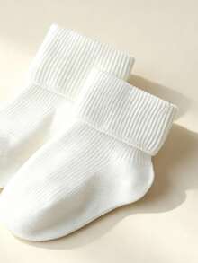 5 Pairs Girls White Ruffle Socks, Vertical Ribbed Sweet Elegant Princess Socks, Versatile Dance Socks - White - View 4