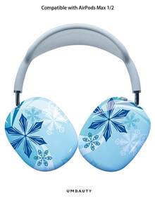 GIIPPA Glossy Hard Ear Cup Protective Cover Snowflake Pattern Unisex Anti-Scratch Shell Compatible With AirPods Max 1/2 Oval Over-Ear Headphones For Daily Commute, Campus, Cafe, Travel, Picnic And Other Scenes Matching Outfit - Baby Blue - View 1