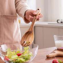 2pcs/Set Wooden Spoon, Minimalist Salad Spoon For Kitchen,Kitchen,Christmas Gift Back To School - Brown - View 5