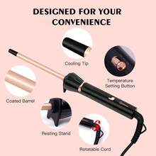 Hatteker 1pc 9mm Mini Air Bangs Ceramic Curling Iron, Small Ramen Curl Electric Curling Wand For Woolly Curls - EU C Type Plug(220-240V) - View 7