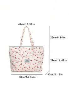 Tas Tote Minimalis Warna Polos Kapasitas Besar dari Bahan Corduroy - Putih - View 3