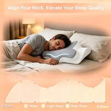 Ergonomic Memory Foam Cervical Pillow For Neck Support, Cervical Neck Pillow For Uncomfortable Relief, Ergonomic Side Sleeper Pillow For Sleeping, Contour Ergonomic Support For Side Back Stomach Sleepers, Sleep Pillow, New Upgrade Cervical Pillow - Two-color Splicing - View 4