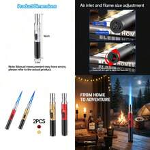 2Pcs Multi Functional Jet Flame Torch Lighter 360°  Ignition Adjustable Flame Heat Resistant Refillable Lighter For Cigars Moxibustion Charcoal Outdoor Home Commercial Use - YB701 - View 2