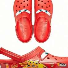 Sepatu Clog Merah Lightning Mac IP Kartun Hasil Kolaborasi FIFA, Cetakan Tema Balap No. 95, Sol Lembut, Anti Selip, Bernapas, Sandal Kasual, Gaya Serbaguna untuk Musim Panas, Luar Ruangan, dan Pantai - Beraneka warna - View 7