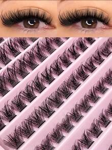 120Pcs D Curl Cluster Lashes Fluffy Wispy Natural Look Lashes,DIY Eyelashes,For Beginners Easy To Use Salon-Quality Long-Lasting False Eyelash - D - View 1