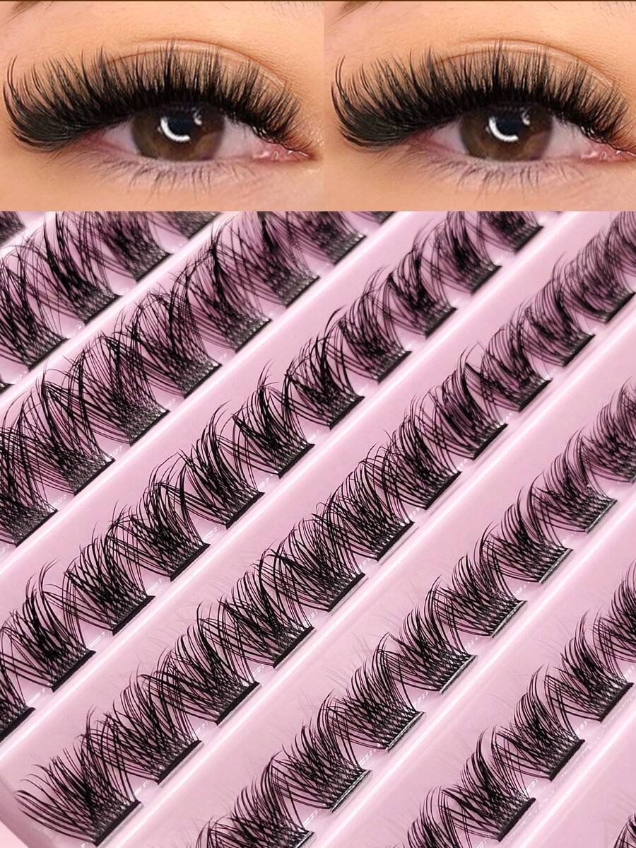 120Pcs D Curl Cluster Lashes Fluffy Wispy Natural Look Lashes,DIY Eyelashes,For Beginners Easy To Use Salon-Quality Long-Lasting False Eyelash - D - View 1