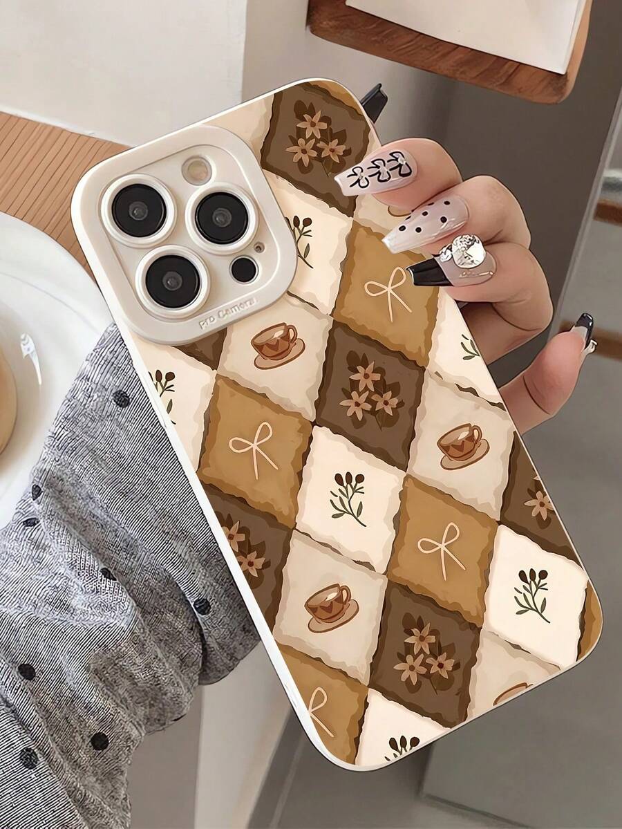 1 Peça Capa de Telefone Personalizada Minimalista com Padrão de Colagem Xadrez de Outono Bege Compatível com iPhone 17/16/16 Pro/16 Plus/15/15 Pro Max/15 Pro/11/12/13/14 Pro Max/12 Mini/13 Mini/11 Pro/11 Pro Max/12 Pro/12 Pro Max/13 Pro/13 Pro Max/14 Pro/14 Pro Max Capa Macia Premium Criativa - Multicolorido - Visão 1