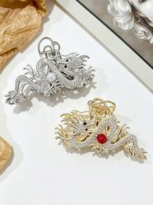 1件新款時尚水鑽龍形髮夾，髮夾髮箍配件，髮飾 - 彩色 - 查看 1