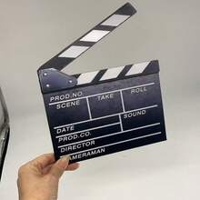 1pc Movie Film Clapperboard, Wooden Black & White Clapperboard Accessory, Director Movie Editing Action Scene Clapperboard, Creative Wall Decor - Multicolor - View 3