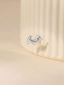 SereneSpark 1PC S925 Sterling Silver Cute Smooth Mini Shark Ocean Animal Stud Earring Piercings Flat Back Internal Thread For Women Girl Daily Wear Gift - Shark - View 8