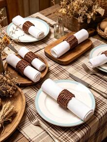 2/4/6 buah Cincin Serbet Rotan Alami, Cocok untuk Dekorasi Meja Pesta Pernikahan, Tempat Serbet Bergaya Vintage untuk Makan Malam, Paskah, Natal, Thanksgiving, Hari Ibu - beraneka warna - View 6