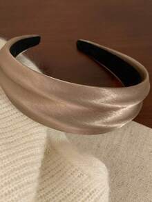 1pc Fashionable High-End Wide Satin Headband, Simple Stylish Headband, Women's Accessory, Hair Tie, Hair Accessory Suitable For Gift Giving - Multicolor - View 2