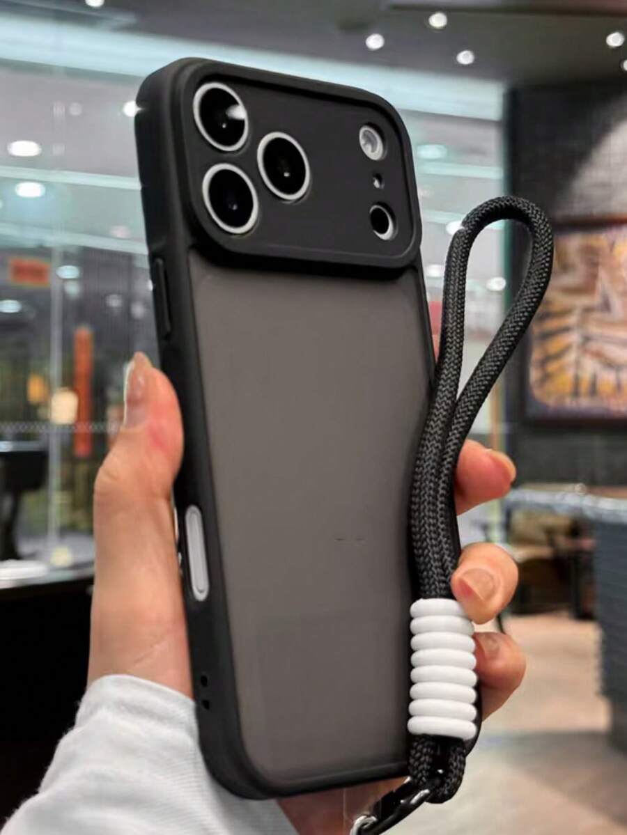 1 個手機殼與 1 條掛繩 奢華磨砂半透明防震裝甲手機殼，適用 17 16 15 14 13 12 11 Pro Max Plus 17 Pro Max，相機保護、軟邊框硬背蓋