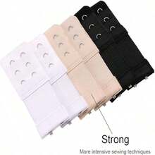 2/4/6pcs Bra Extender 2-Hook 3-Row Long Style Underwear Accessory Elastic Adjustable Bra Back Clip Size Differentiated Fabric Patch Sewing Supplies Crochet Knit Fabric - Multiple Styles - View 6