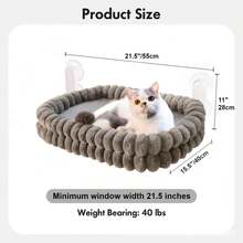 1pc Folding Cat Hammock For Window, Cordless Machine Washable Cat Bed, Robust Metal Frame, Strong Suction Cups, Cat Window Perch For Cats And Small Dogs, Foldable Pet Hammock, Window Seat, Cozy Pet Bed, Indoor Cat Furniture, Space Saving Design - 21.5*15.5in - View 13