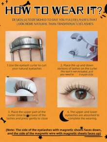1 Pair Magnetic False Eyelashes, Half-Length, No Glue Needed, Short Magnetic False Eyelashes, Natural Cat Eye Effect, Reusable, No Glue Needed, Suitable For Eyelash Extensions, Perfect For Slouchy People, Beauty Bloggers, Great Gift - Multicolor - View 3