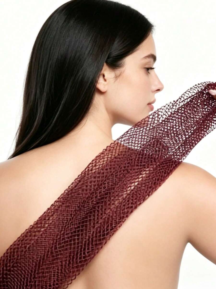 1pc African Mesh Exfoliating Bath Set, Dual-Sided Design For Gentle Or Rough Exfoliation, Effectively Removes Dead Skin, Back Bath Glove, Made Of High-Quality Mesh Material, Practical Hanging Rope Design, Includes Bath Towel And Exfoliating Bath Ball, Keeps Skin Smooth, Suitable For Daily Use - Multicolor - View 1